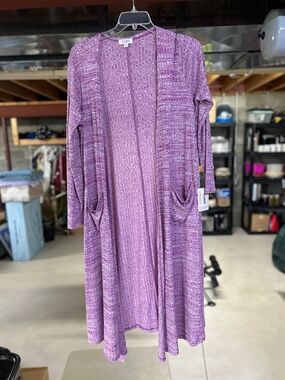 LulaRoe Women's Sarah Cardigan, purple, size large